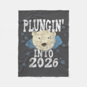 Lar Bear Plunge - Plungin' Into 2026 New Year Cold Fleece Deken (Voorkant)