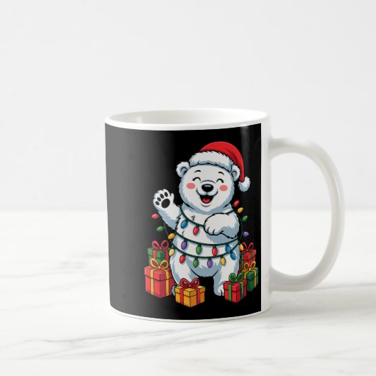 Lar Bear Santa Hat Animals Lovers Ugly Christmas P Koffiemok (Rechts)
