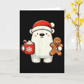 Lar Bear Santa Hat Christmas Holiday Xmas Coffee C Kaart (Gele Bloem)