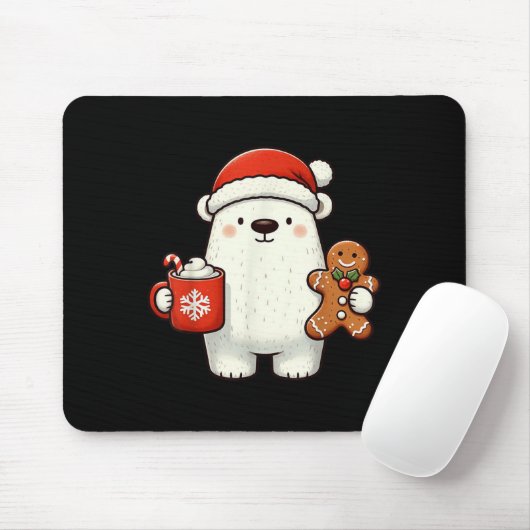 Lar Bear Santa Hat Christmas Holiday Xmas Coffee C Muismat (Met muis)