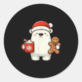 Lar Bear Santa Hat Christmas Holiday Xmas Coffee C Ronde Sticker (Voorkant)
