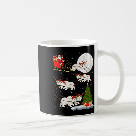 Lar Bear Santa Sleigh Flying Funny Magical Christm Koffiemok (Rechts)