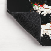 Lar Bear Santa Sleigh Flying Funny Magical Christm Muismat (Hoek)