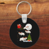 Lar Bear Santa Sleigh Flying Funny Magical Christm Sleutelhanger (Voorkant)