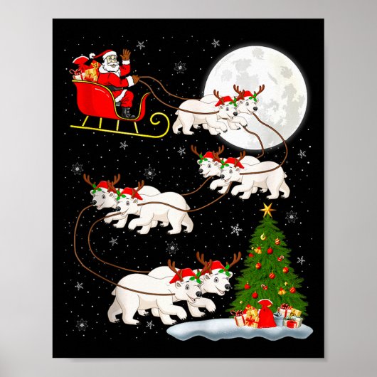 Lar Beer Kerstman Sleigh Vliegend Grappig Magisch Poster (Voorkant)