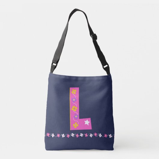 Lara name bloemen L monogram Crossbody Tas (Achterkant)
