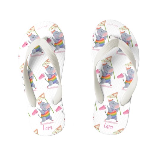 Lara - Rainbow Hippo Happiness - Kinder Teenslippe Kinder Teenslippers (Voetbed)
