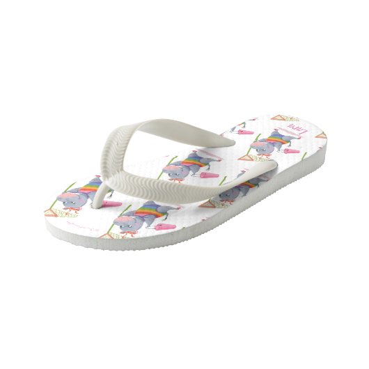 Lara - Rainbow Hippo Happiness - Kinder Teenslippe Kinder Teenslippers (Schuin)