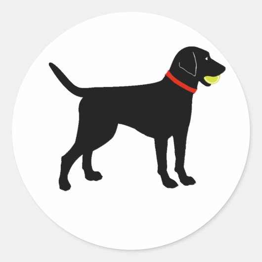 Larador Fetch, Black Lab play ball Ronde Sticker (Voorkant)