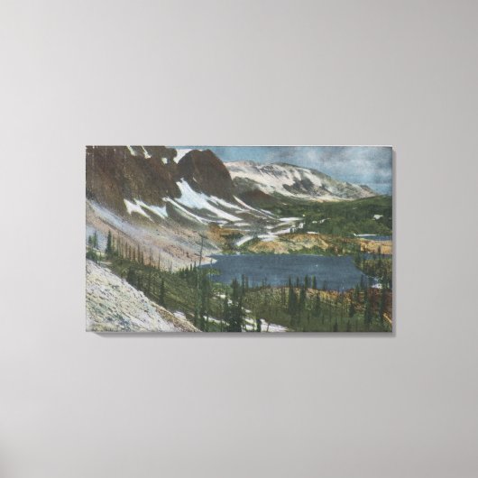 Laramie, WY - Marie- en Snowy-meer op Unio Canvas Afdruk (Voorkant)