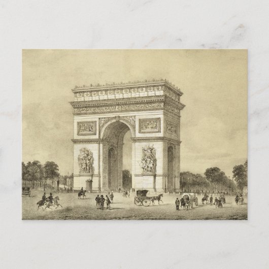 L'Arc de Triomphe, Parijs, gegraveerd door Auguste Briefkaart (Voorkant)