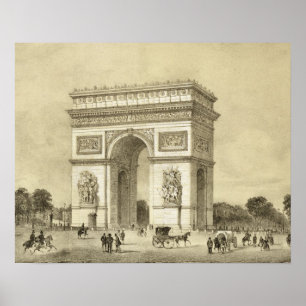 L'Arc de Triomphe, Parijs, gegraveerd door Auguste Poster