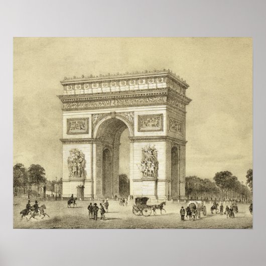 L'Arc de Triomphe, Parijs, gegraveerd door Auguste Poster (Voorkant)