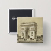 L'Arc de Triomphe, Parijs, gegraveerd door Auguste Vierkante Button 5,1 Cm (Voorkant /achterkant)