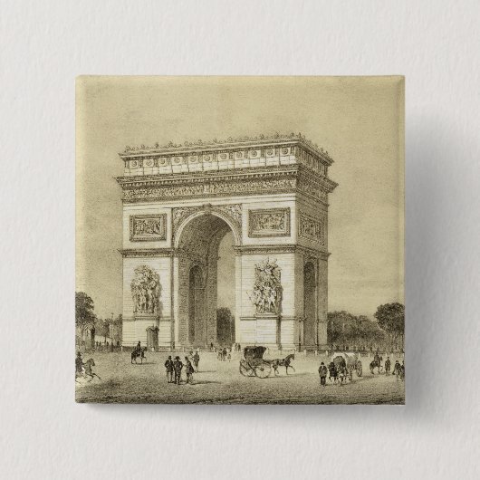 L'Arc de Triomphe, Parijs, gegraveerd door Auguste Vierkante Button 5,1 Cm (Voorkant)