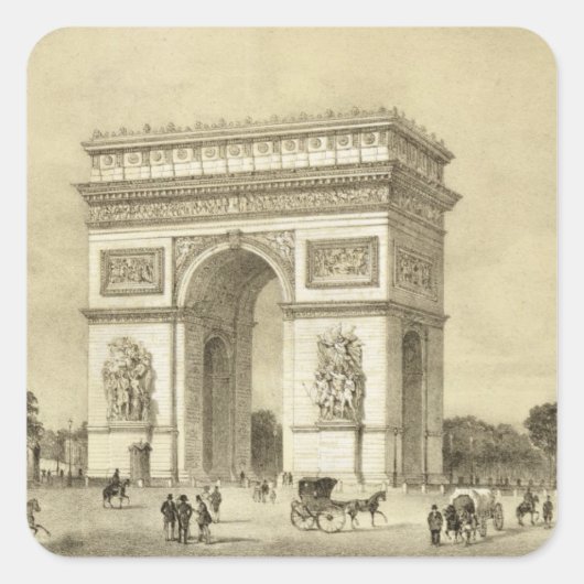 L'Arc de Triomphe, Parijs, gegraveerd door Auguste Vierkante Sticker (Voorkant)
