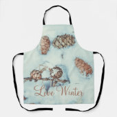 Larch kegels op de verse blauwe sneeuw schort (Voorkant)