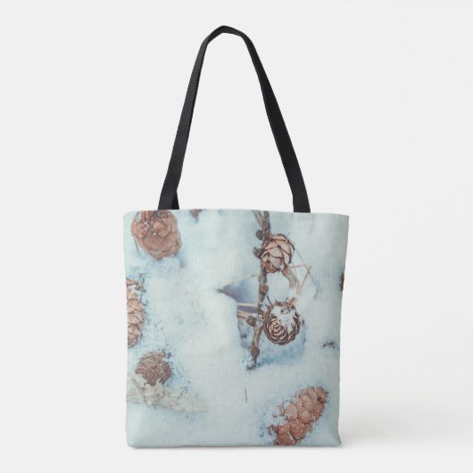 Larch kegels op de verse blauwe sneeuw tote bag (Achterkant)