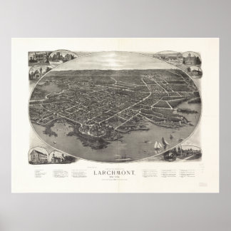 Larchmont New York 1904 Antiek Panorama Poster