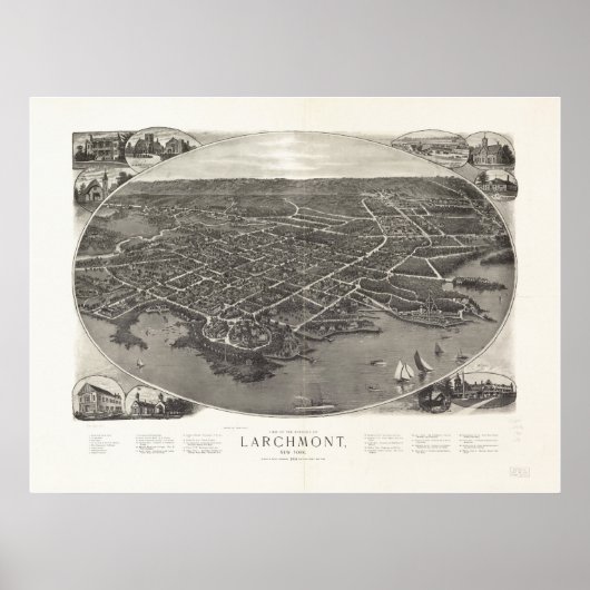 Larchmont New York 1904 Antiek Panorama Poster (Voorkant)