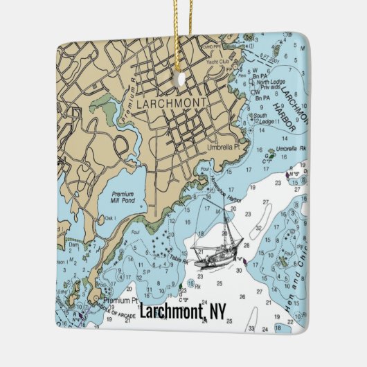 Larchmont NY Chart Keramisch Ornament (Links)