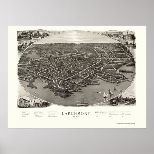 Larchmont, NY Panoramic Map - 1904 Poster (Voorkant)