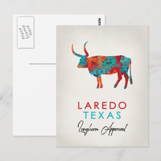 Laredo Texas Color Longhorn Briefkaart (Voorkant / Achterkant)