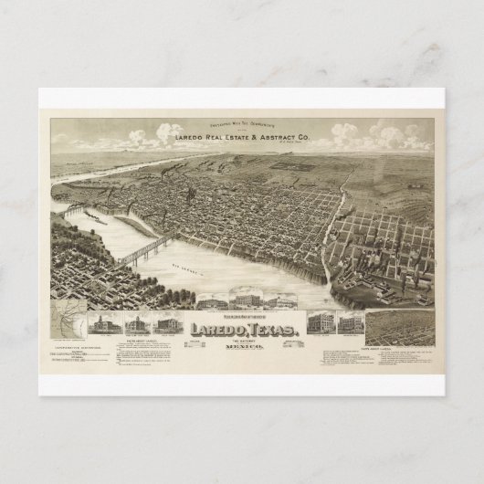 Laredo Texas in 1890 Briefkaart (Voorkant)