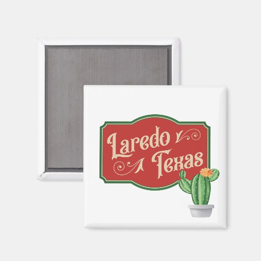 Laredo, Texas met stekelige perencactussen Magneet (Voorkant / Achterkant)