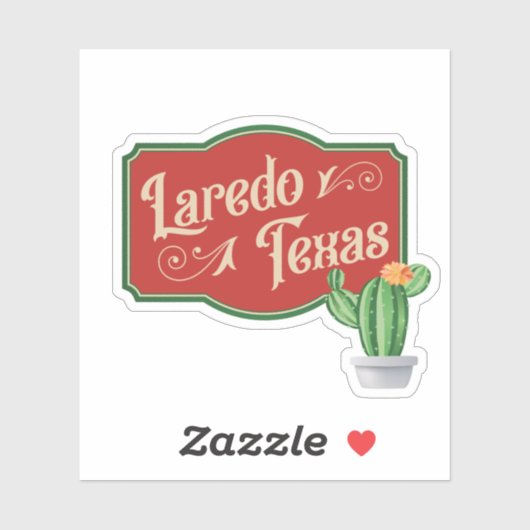 Laredo, Texas met stekelige perencactussen Sticker (Vel)