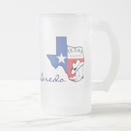 Laredo, Texas State Map met Star, Boots, Pet Mok (Rechts)