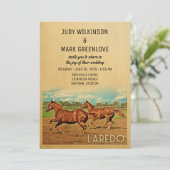 Laredo Texas Wedding Invitation Horses Kaart (Staand voorkant)