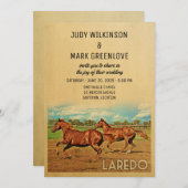 Laredo Texas Wedding Invitation Horses Kaart (Voorkant / Achterkant)