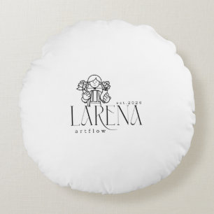 LARENA Artflow – Bloemig Logo Embleem Rond Kussen