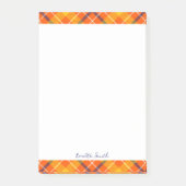 Large 4x6 Custom Fall Orange Gingham Plaid Pattern Post-it® Notes (Voorkant)
