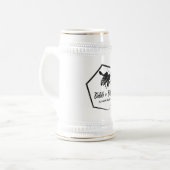 Large 65cl white jug with our black bee emblem bierpul (Voorkant links)