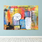 Large Abstract Acrylic Painting Canvas Afdruk (Insitu (Houten vloer))