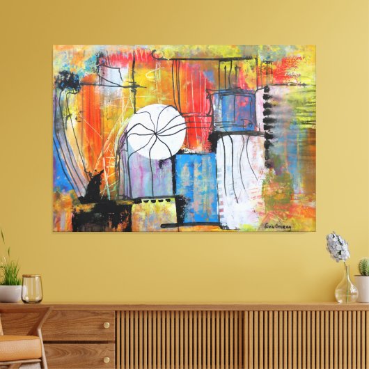 Large Abstract Acrylic Painting Canvas Afdruk (Insitu (Woonkamer))