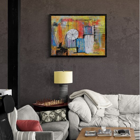 Large Abstract Acrylic Painting Foto Afdruk