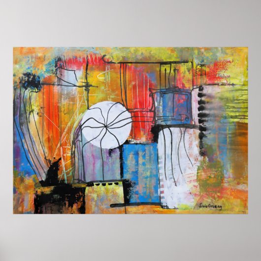 Large Abstract Acrylic Painting Poster (Voorkant)