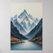 Large Abstract Mountains Painting on Canvas 3d Hea Poster (Voorkant)