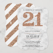 LARGE AGE NUMBER marble cool 21 rose gold glitter Kaart (Voorkant / Achterkant)