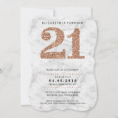 LARGE AGE NUMBER marble cool 21 rose gold glitter Kaart (Voorkant)