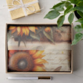 Large and Small Sunflowers with Bees and Script Tissuepapier (Geschenk)