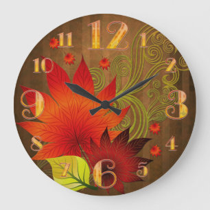 Large Autumn Leaves Wall Clock Grote Klok