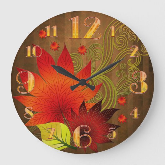 Large Autumn Leaves Wall Clock Grote Klok (Voorkant)