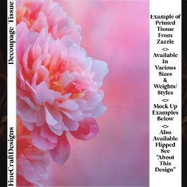 Large Beautiful Pink Peony Flower EY9L Decoupage Tissuepapier