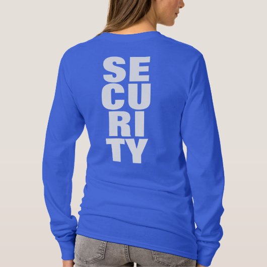 Large Big Font Text Royal Blue Womens Security T-shirt (Achterkant)