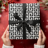 Large Black and White Greek Key Pattern Cadeaupapier