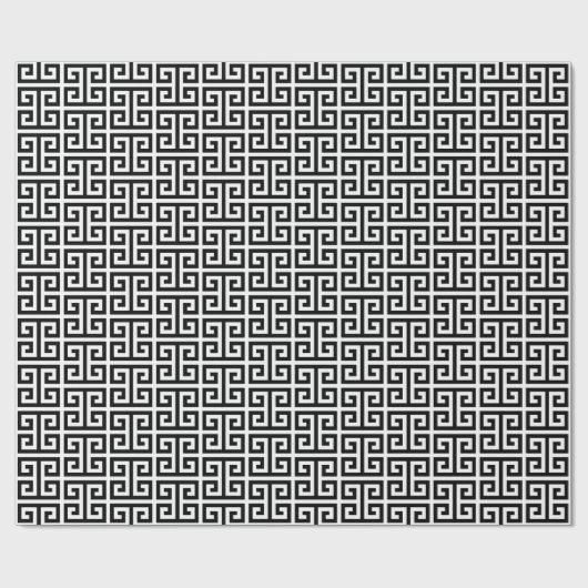 Large Black and White Greek Key Pattern Cadeaupapier (Vlak)